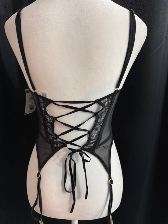 NWT Mapale Sheer Black Lace Underwire Corset with Garter Straps - Picture 5 of 6